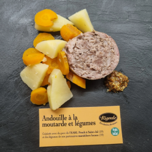 Assiette d'andouille corrézienne, légumes et moutarde